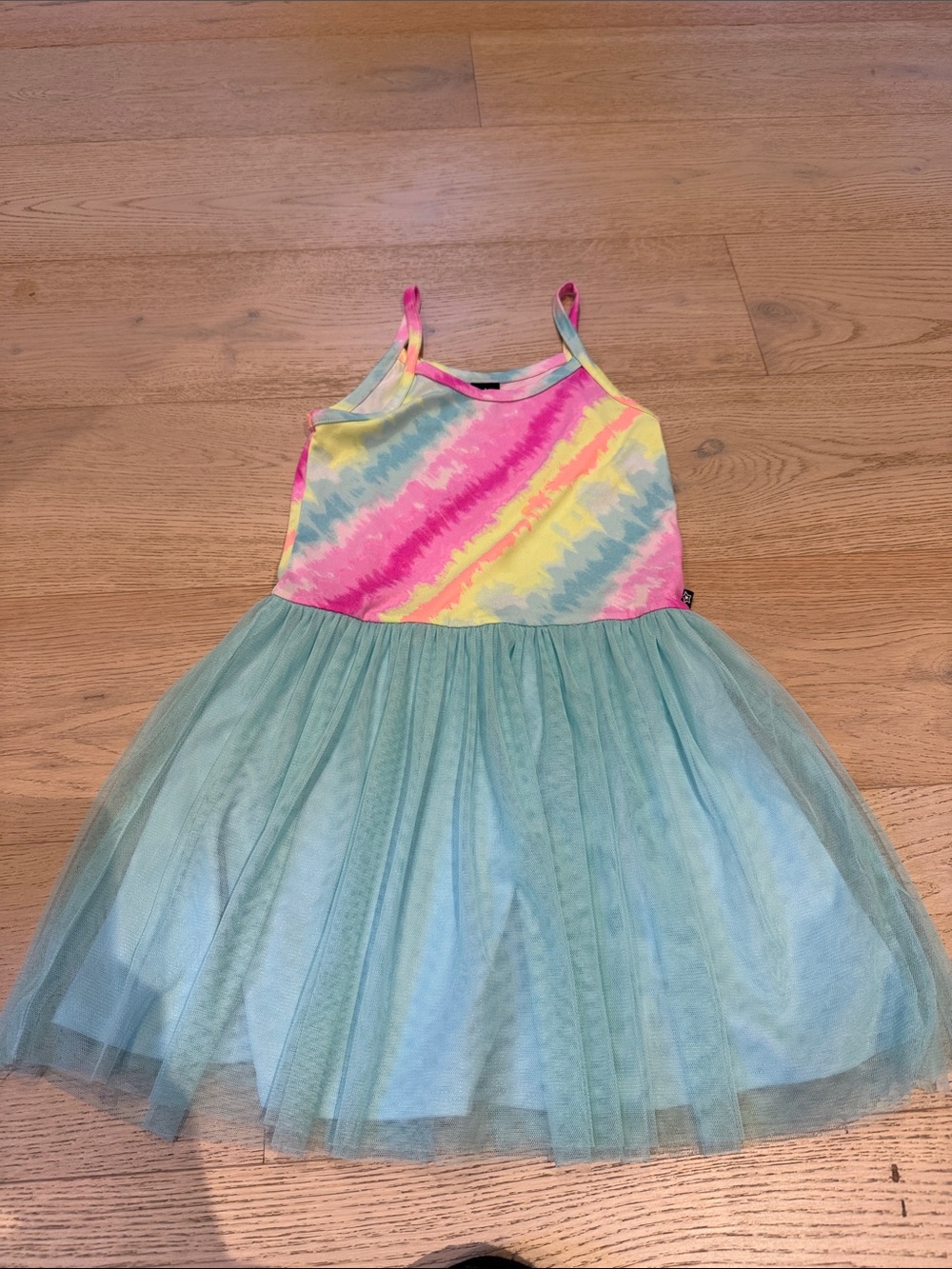 Girls Tie-Dye Pink & Aqua Tulle Dance Dress